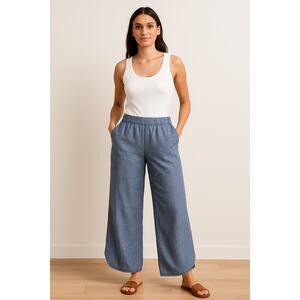 Christian Siriano Linen Wide Leg Pants Medium Coastal Chic Minimalist Resortwear